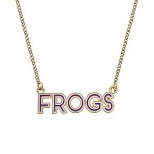 NEW CANVAS STYLE women's horned frogs enamel necklace in purple/white